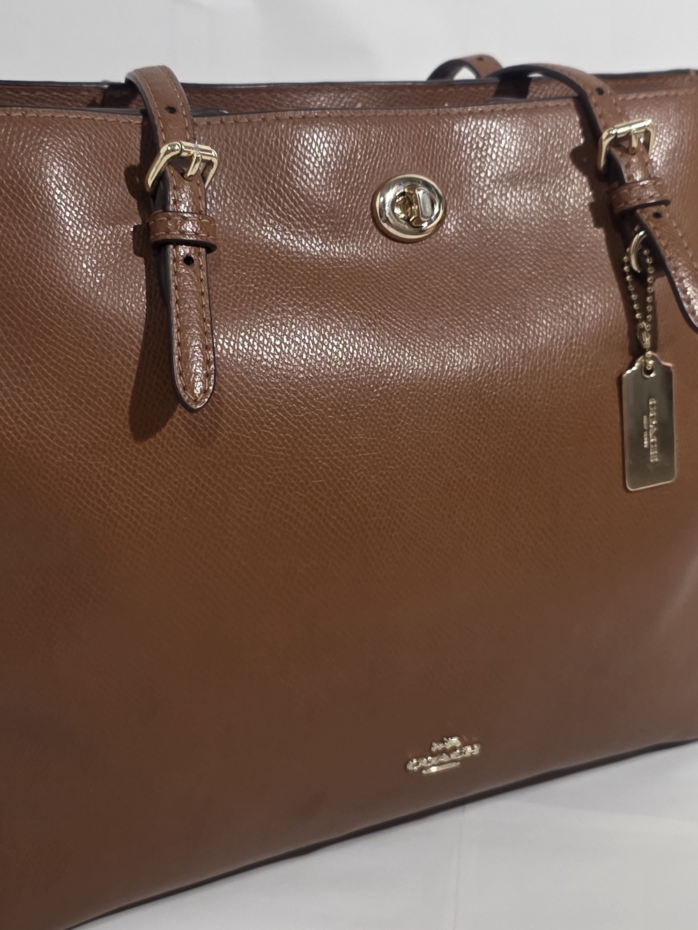 Coach Brown Leather Tote Bag with Gold Hardware - Picture 2 of 9